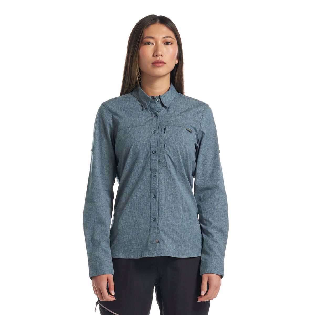LIPPI - Camisa Mujer Rosselot Long Sleeve Q-Dry Shirt Azul Grisaceo Lippi