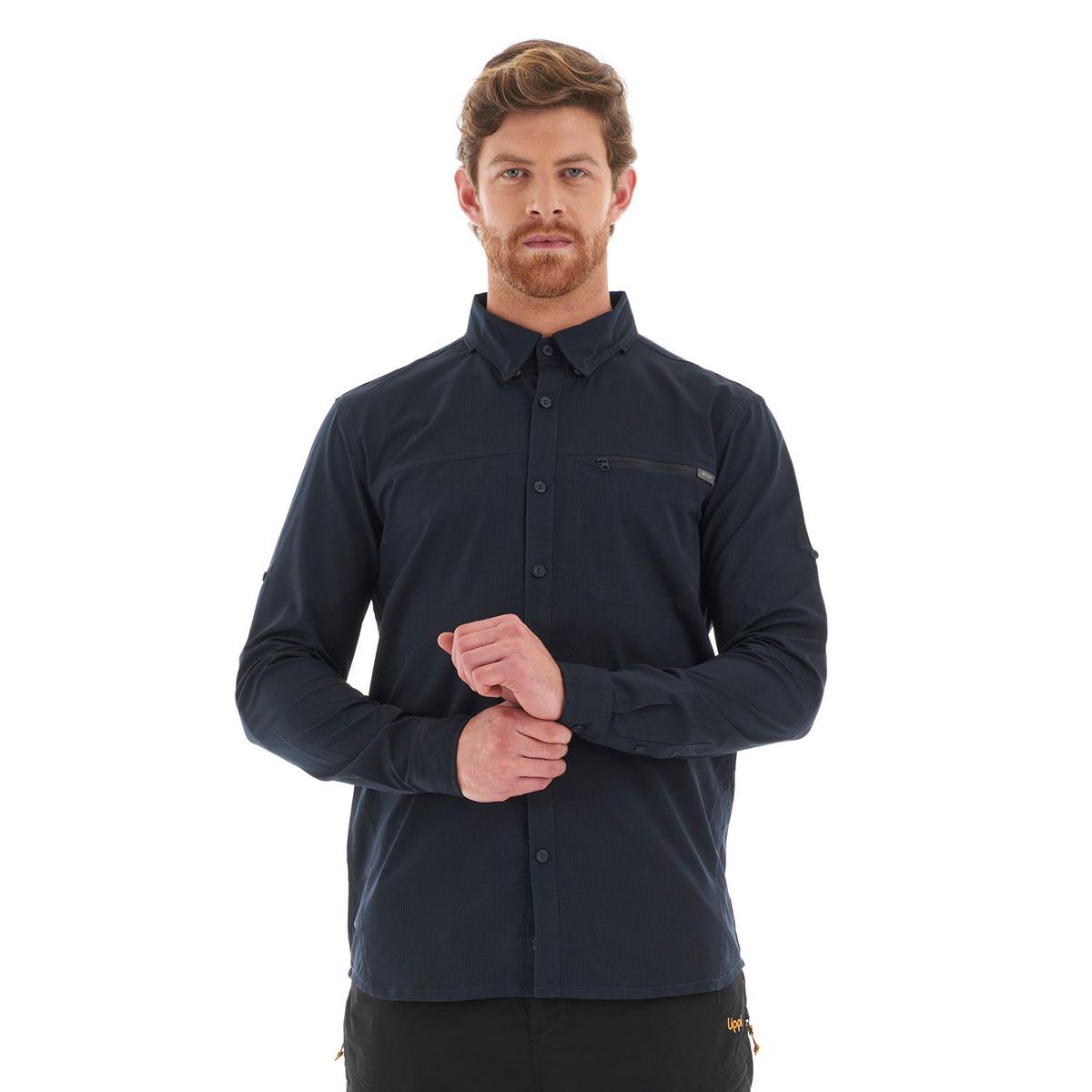 LIPPI - Camisa Hombre Rosselot Long Sleeve Q-Dry Shirt Melange Azul Lippi