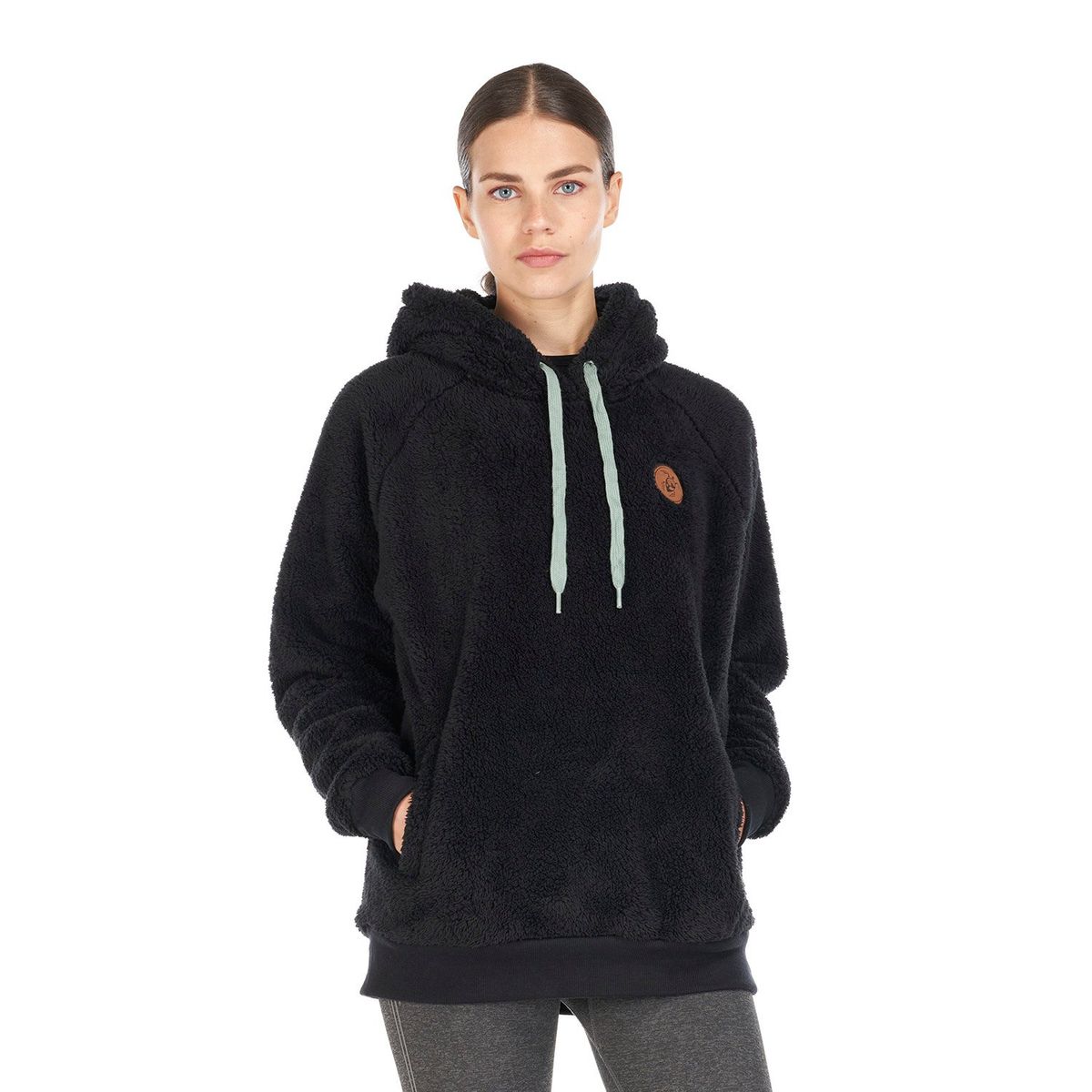 HAKA HONU - Poleron Mujer Cangur-oso Negro Haka Honu