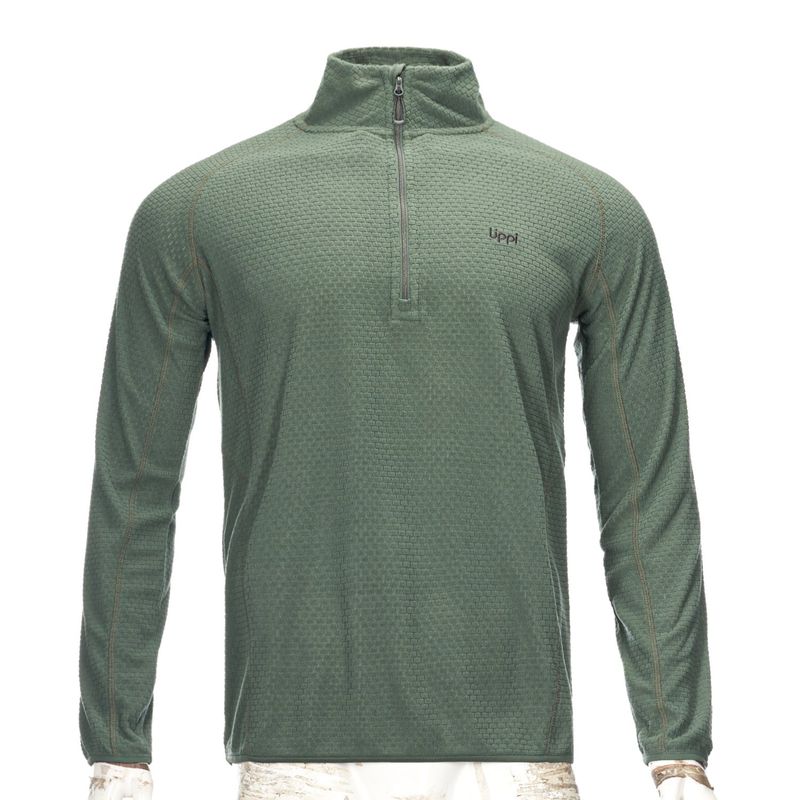 LIPPI - Poleron Hombre Jacaranda Nano-F 14 Zip Verde Grisaceo Lippi