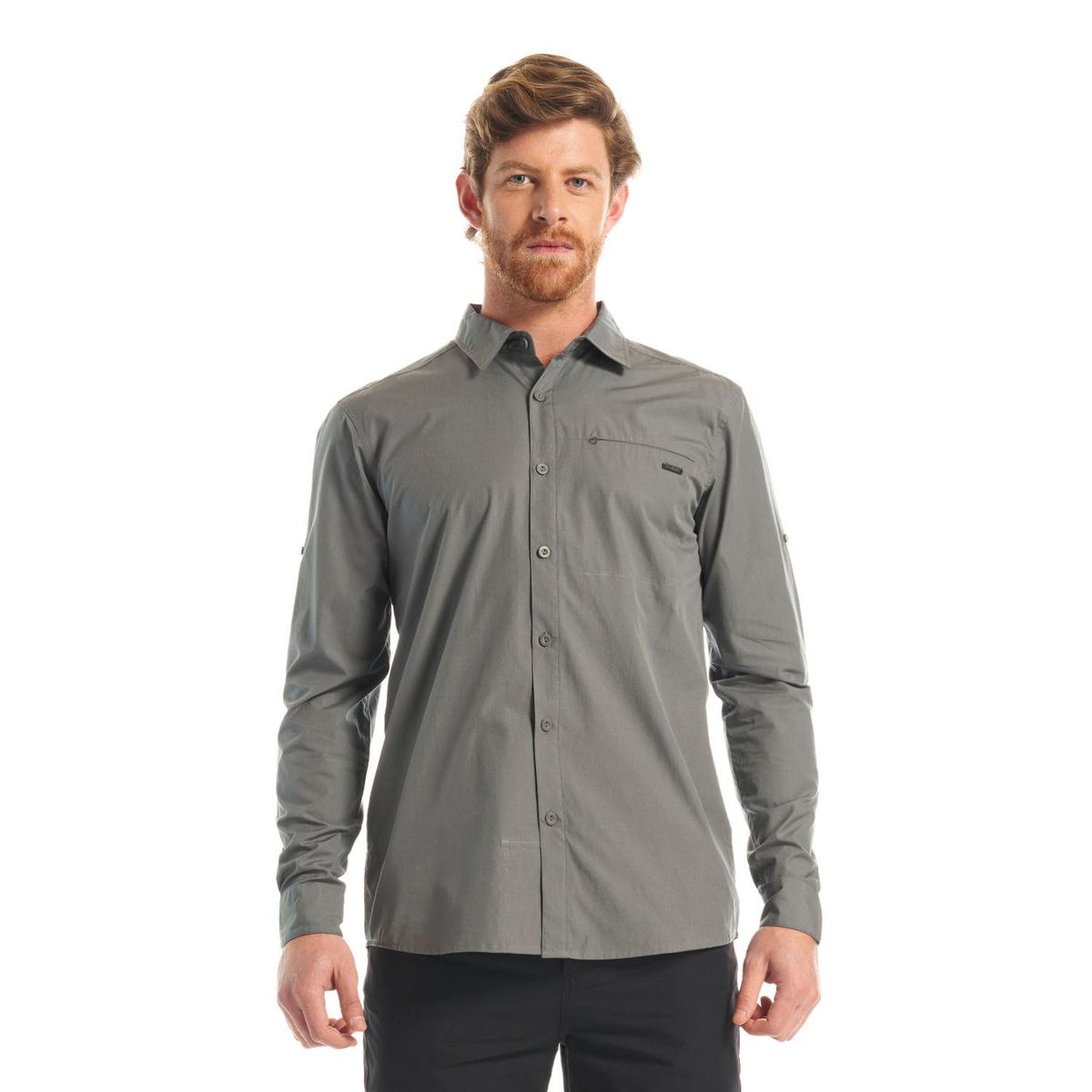 LIPPI - Camisa Hombre Alloy Long Sleeve Shirt Melange Gris Oscuro Lippi