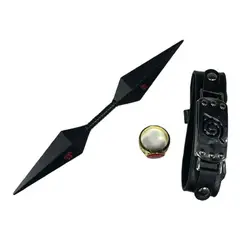 GENERICO - Set Naruto Pulsera 26cm Anillo N14 Kunai Doble 15cm
