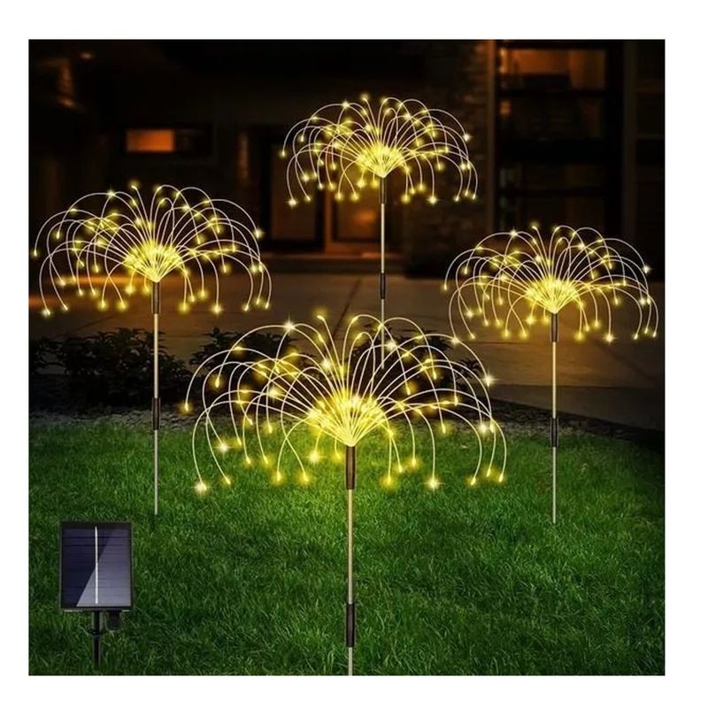 GENERICO - 2 unidades Luces Micro Led Fuego Artificial Solares calida