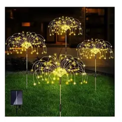 GENERICO - 2 unidades Luces Micro Led Fuego Artificial Solares calida