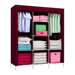 GENERICO - Armario Closet Ropero Armable Grande Rojo Vino