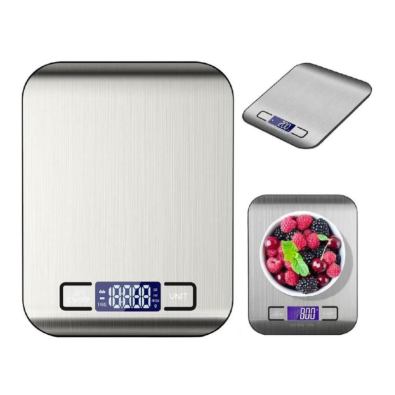 CASATUA - Balanza Pesa Digital Cocina Gramera Acero Inoxidable 5 Kilos