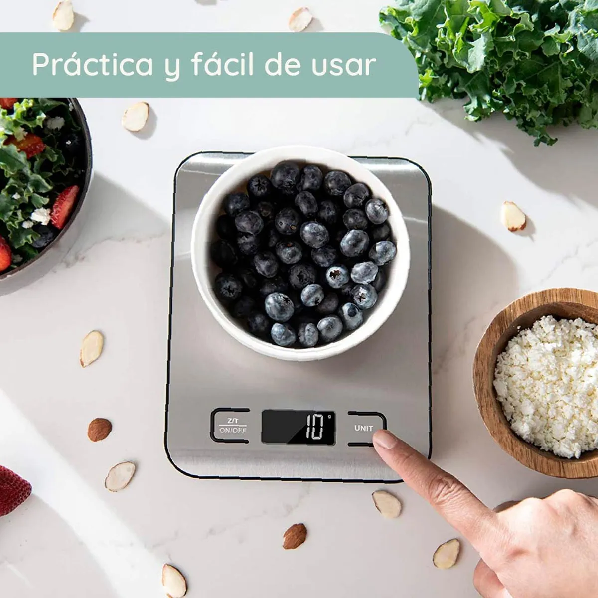 CASATUA - Balanza Pesa Digital Cocina Gramera Acero Inoxidable 5 Kilos