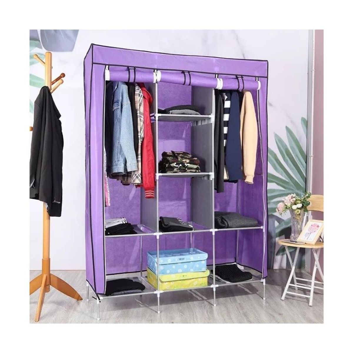 GENERICO - Armario Closet Ropero Armable Grande Morado