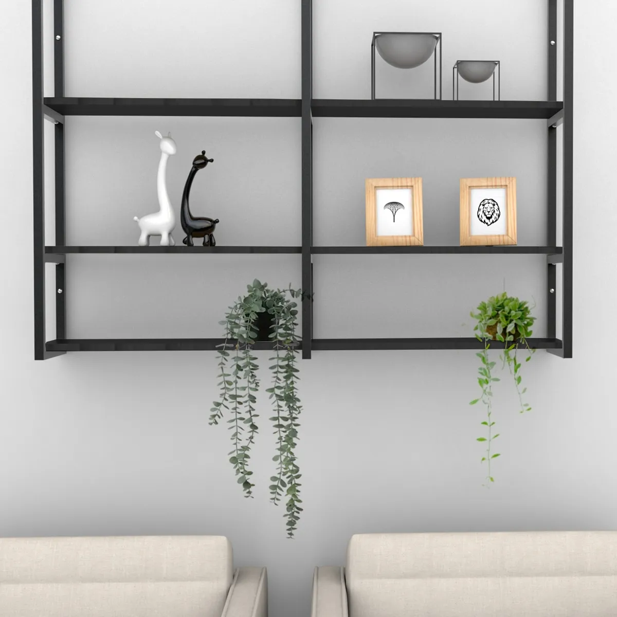 BRASFORMA - REPISA FLOTANTE DISEÑO INDUSTRIAL 3 TABLAS 120x90x24cm - NEGRO BRASFORMA