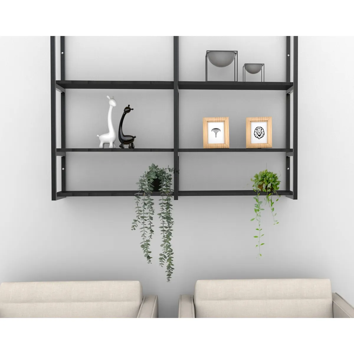 BRASFORMA - REPISA FLOTANTE DISEÑO INDUSTRIAL 3 TABLAS 120x90x24cm - NEGRO BRASFORMA