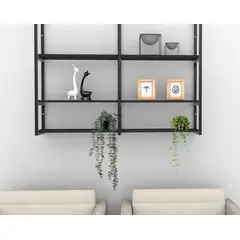 BRASFORMA - Repisa Tipo Industrial 3 Tablas - 120x20cm - NEGRO -