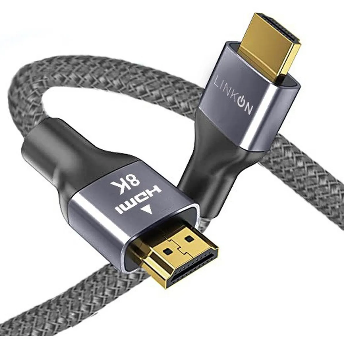 LINKON - Cable Hdmi 8k @60hz, 4k@120hz 48gbps V2.1 Trenzado Oro 2mts