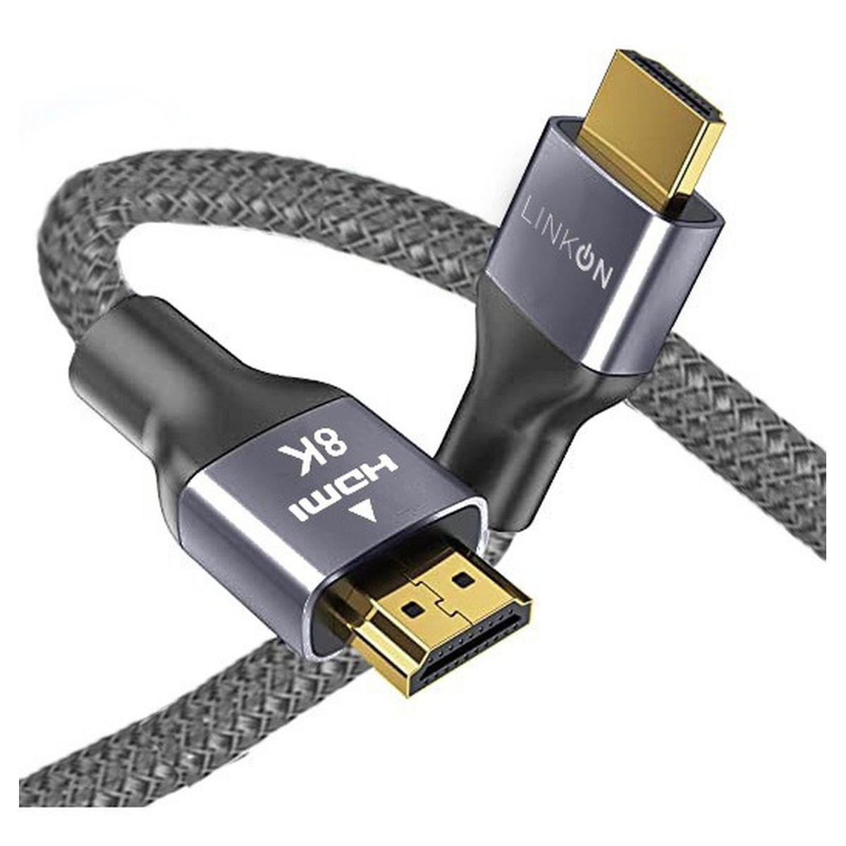 LINKON - Cable Hdmi 8k @60hz, 4k@120hz 48gbps V2.1 Trenzado Oro 2mts