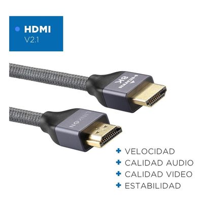 Imagen 2 del producto Cable Hdmi 8k @60hz, 4k@120hz 48gbps V2.1 Trenzado Oro 2mts