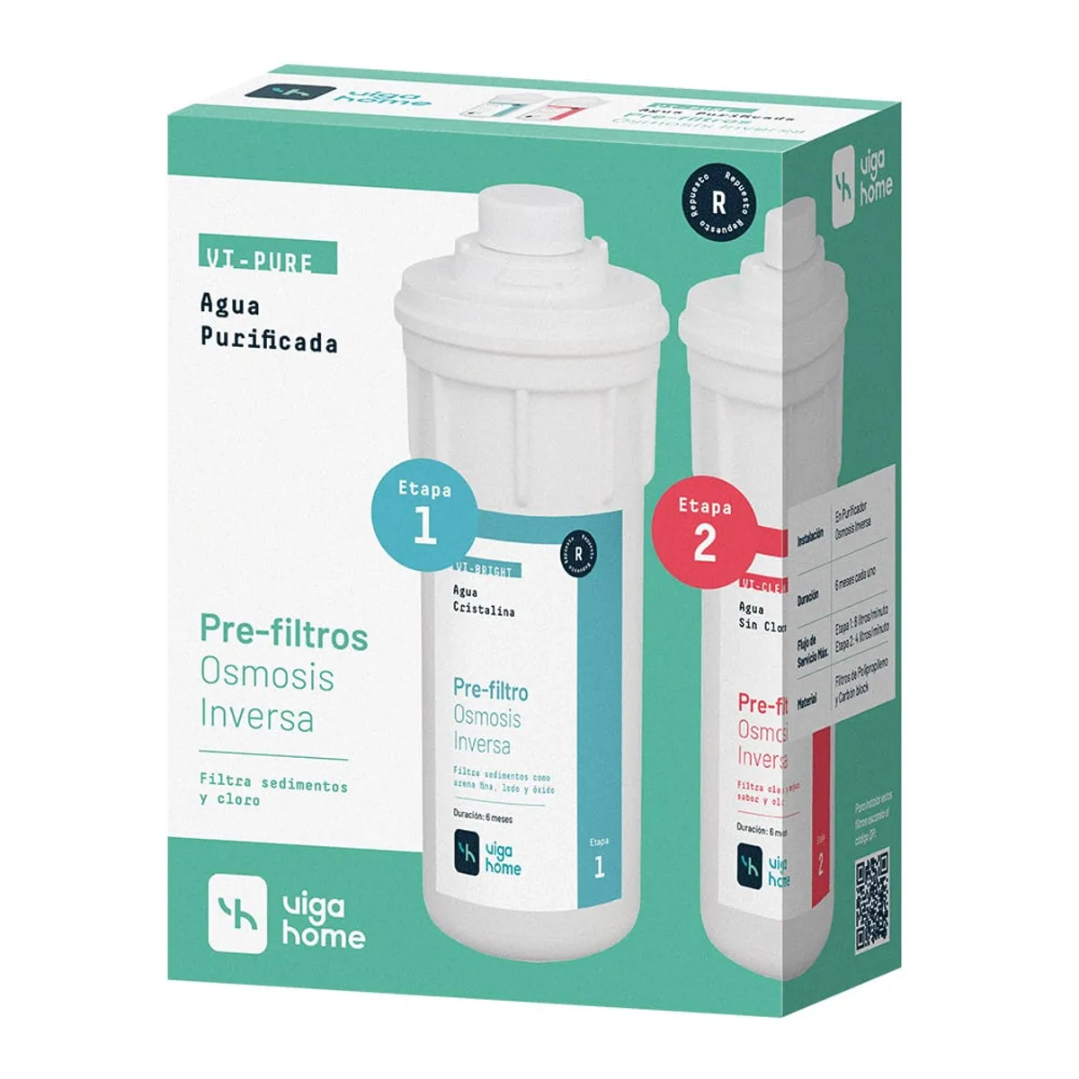 VIGAHOME - Repuesto 2 Pre Filtros Osmosis Inversa Vigahome - Purificador de Agua