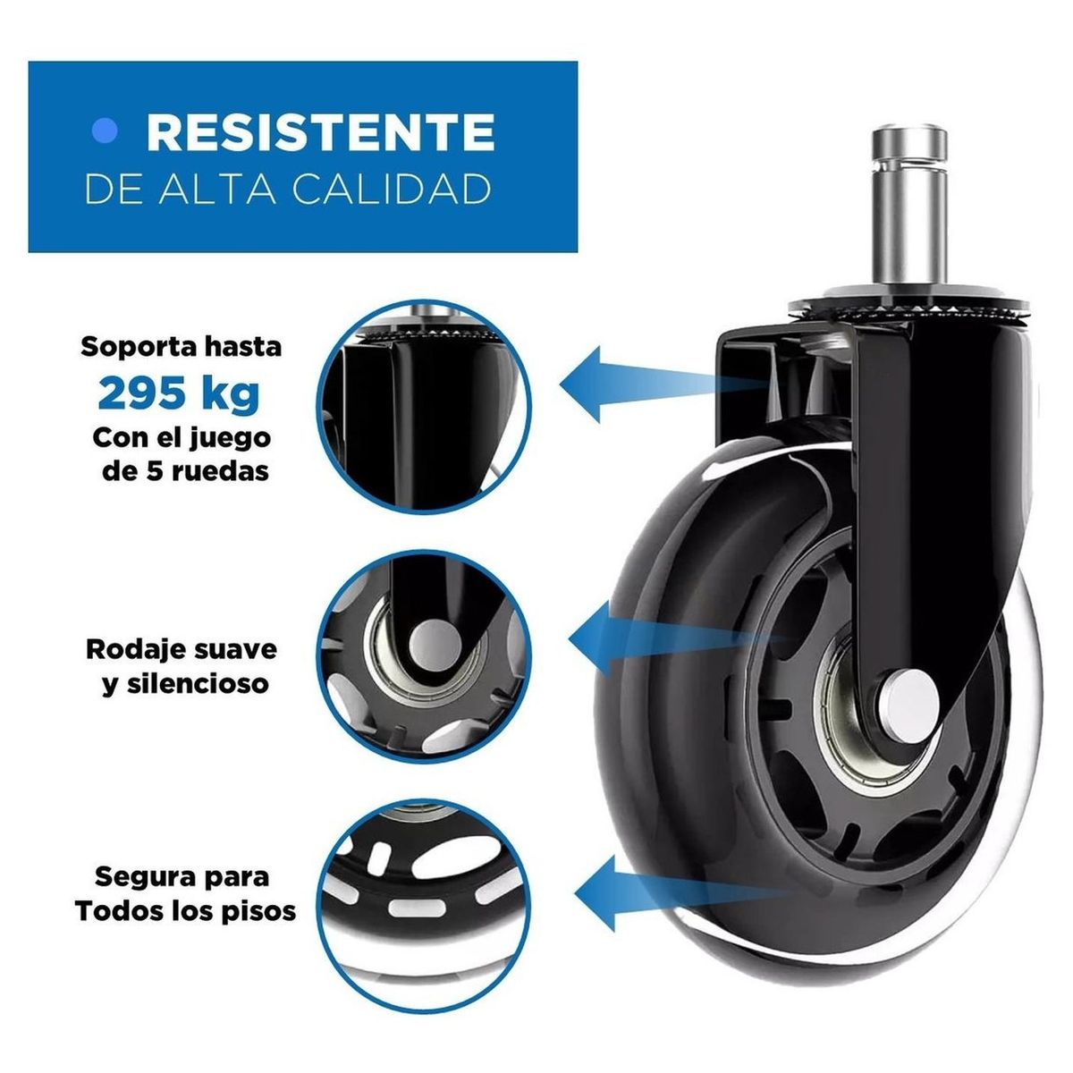 LINKON - Ruedas Para Silla Escritorio Tipo Roller Set 5 Universales