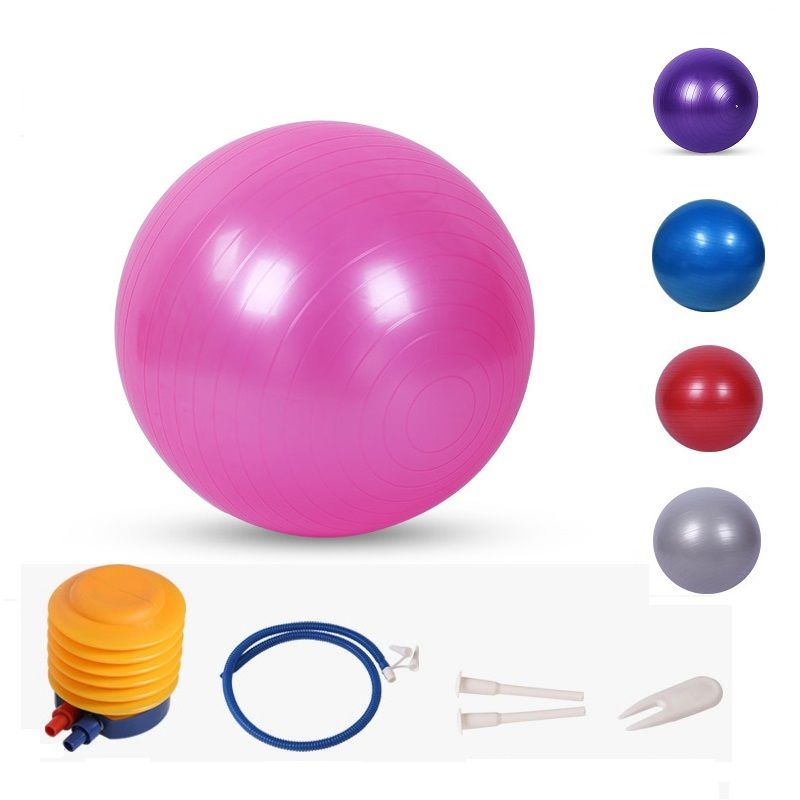 GENERICO - Pelota Balon 55cm Pilates Yoga  Inflador rosado