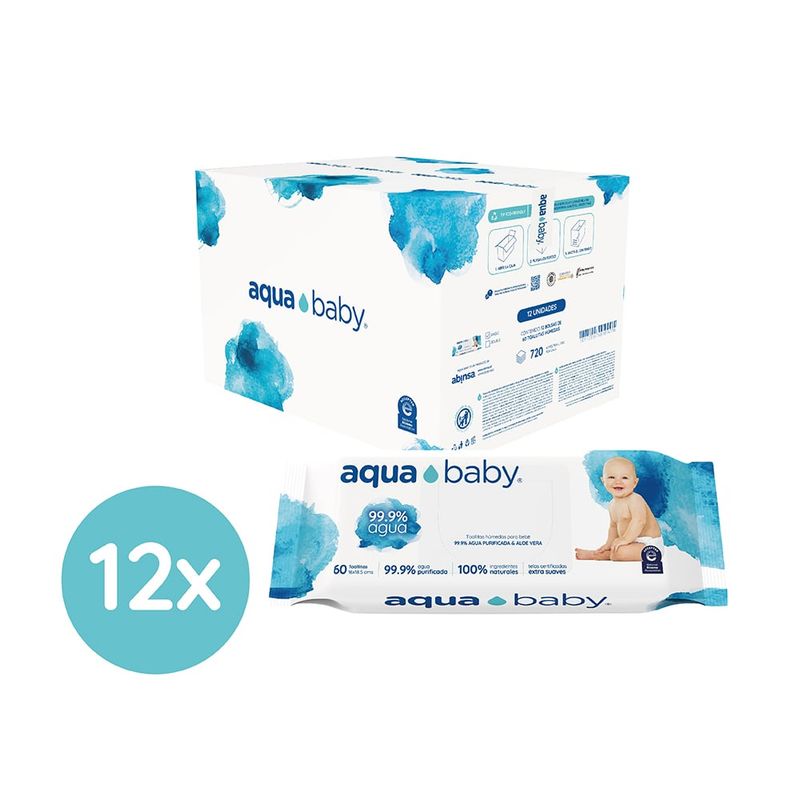 AQUA BABY - Caja 12 Toallitas Húmedas Aqua Baby 60 Unidades