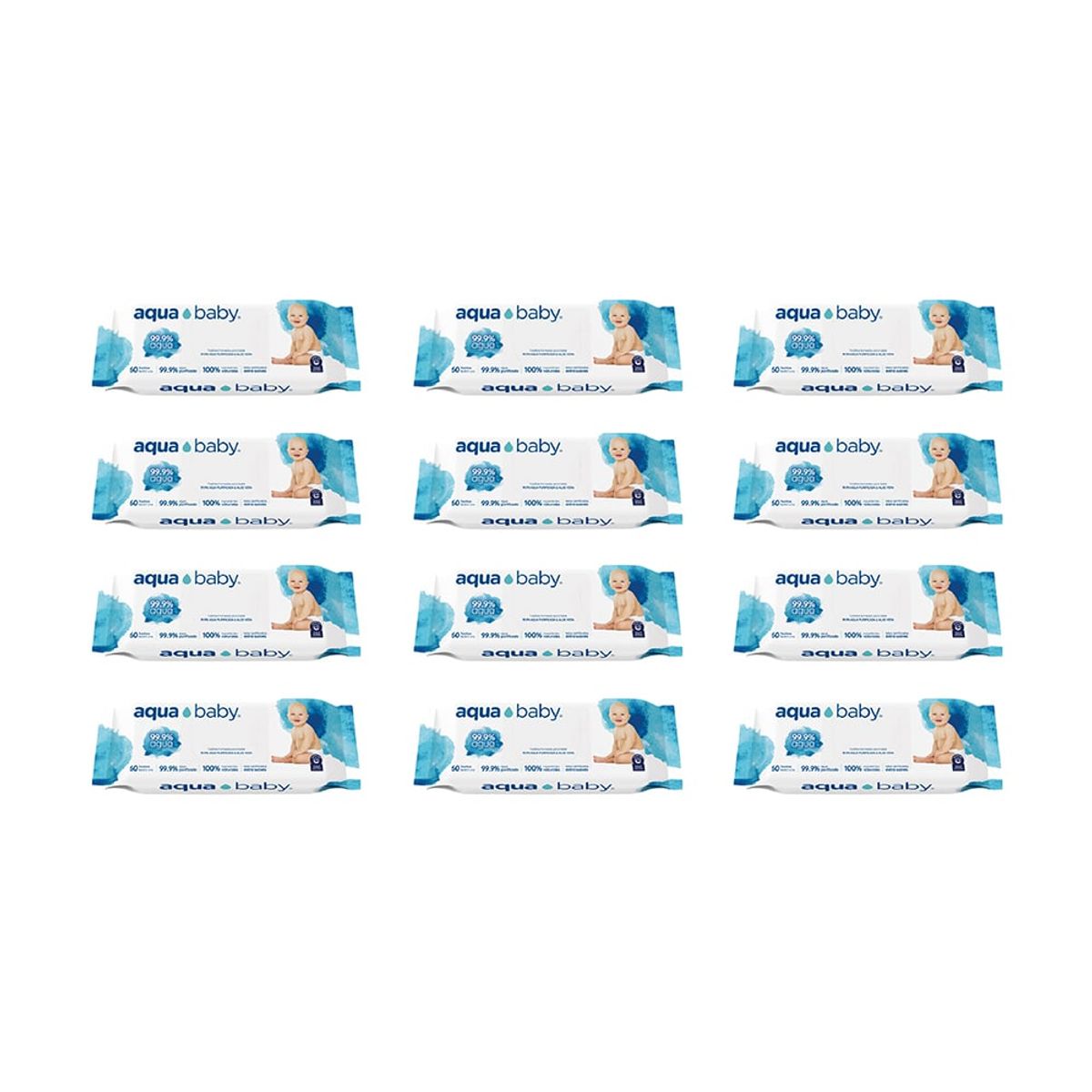 AQUA BABY - Caja 12 Toallitas Húmedas Aqua Baby 60 Unidades
