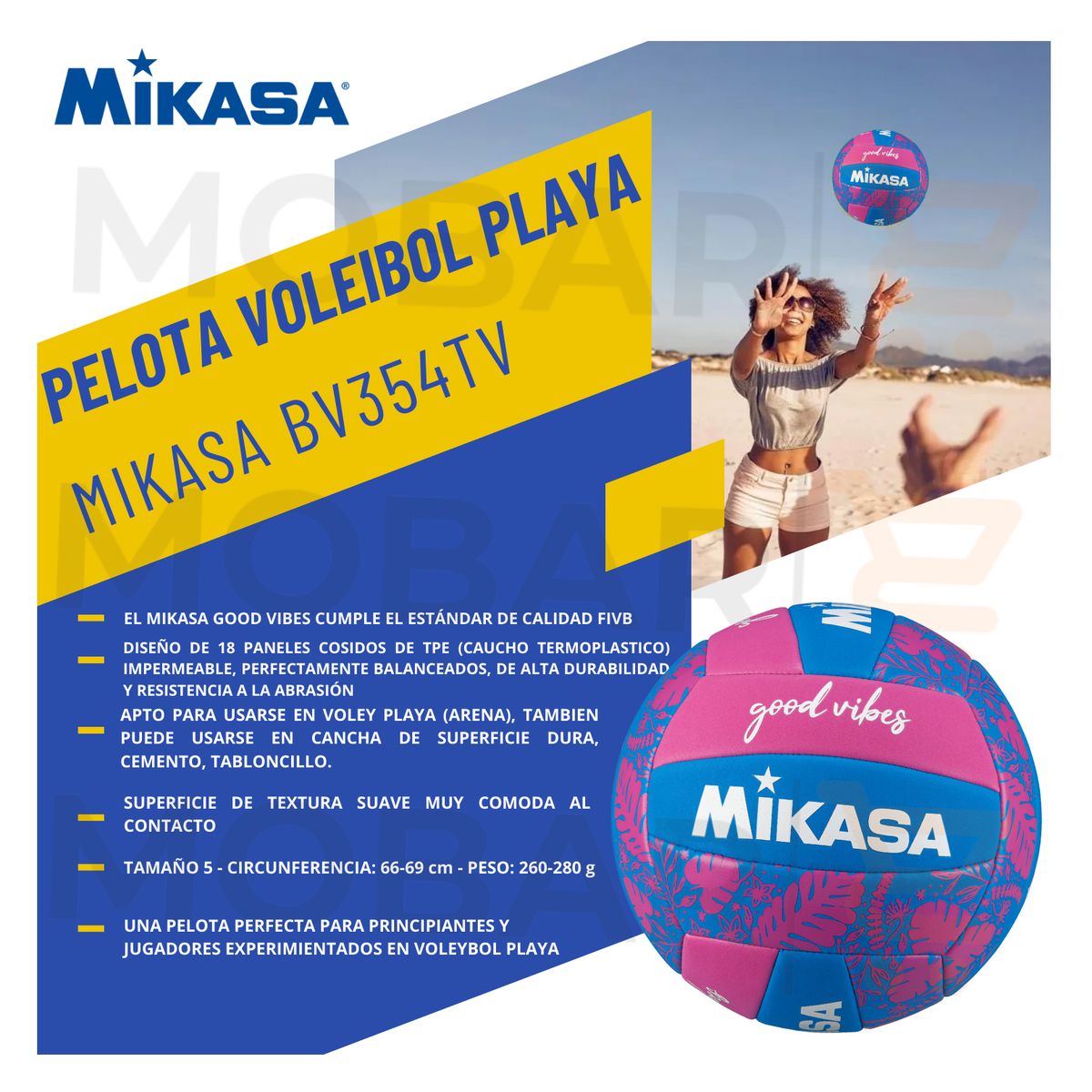 MIKASA - Balon Voleibol Volleyball Voley Playa Mikasa BV354TV