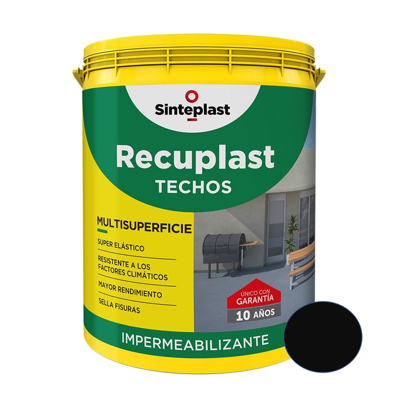 SINTEPLAST - Pintura para techos impermeable Negro 4 LT