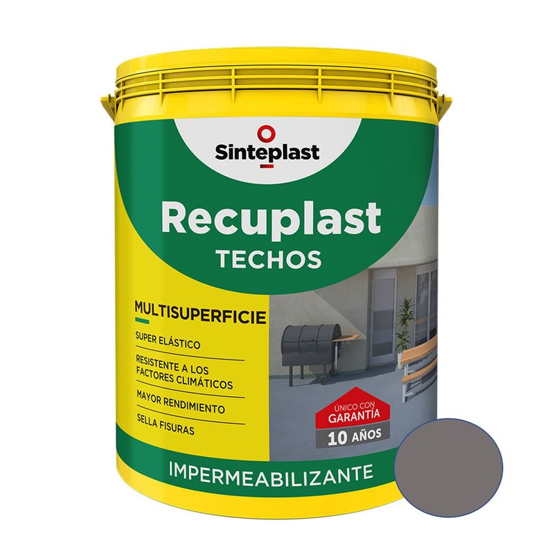 SINTEPLAST - Pintura para techos impermeable Gris 4 LT