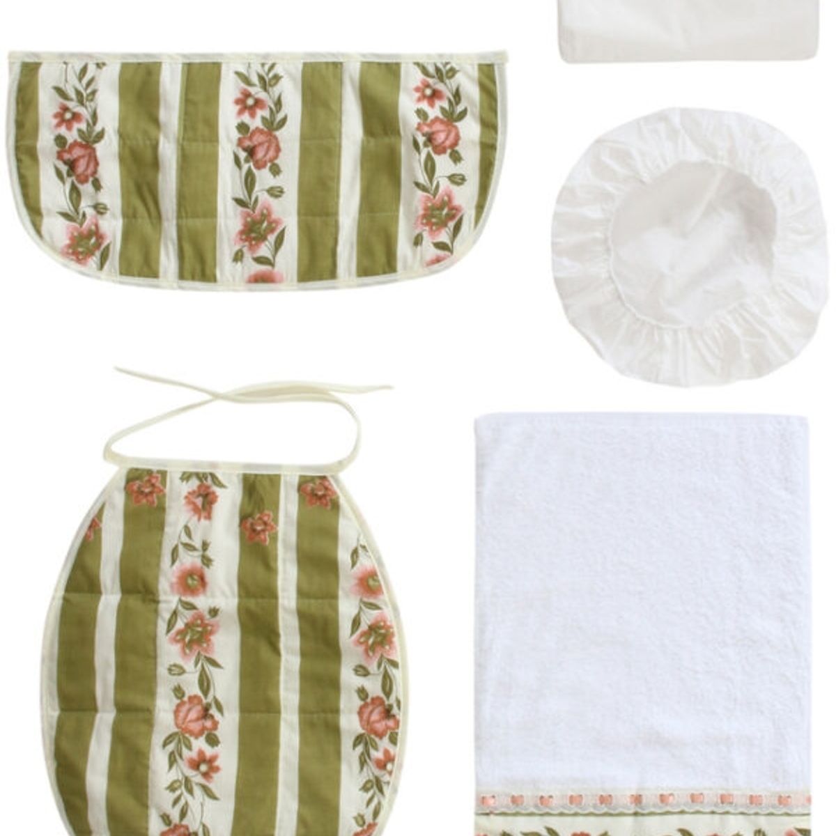 GENTILE - Cortina y set de baño 7 piezas 180x180 cms Crudo Flores