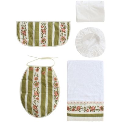 Imagen 2 del producto Cortina y set de baño 7 piezas 180x180 cms Crudo Flores