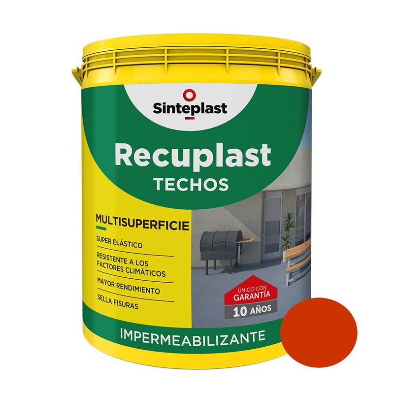 SINTEPLAST - Pintura para techos impermeable Rojo Teja 4 LT