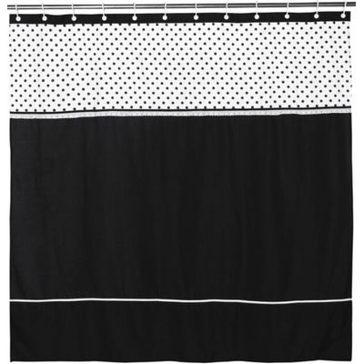 Imagen 2 del producto Cortina y Set de baño 7 piezas 180 x 180 cms circulos negros.