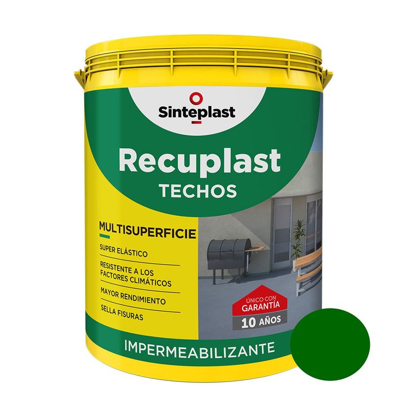 SINTEPLAST - Pintura para techos impermeable Verde Inglés 4 LT