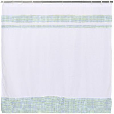 Imagen 2 del producto Cortina y Set de baño 6 piezas 180 x 180 cms blanco verde cuadrille