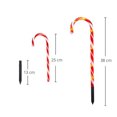 Imagen 2 del producto Pack 5 Estaca Solar Navideña con Forma de Bastón de Caramelo
