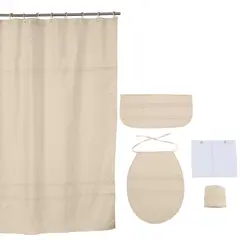 GENTILE - Cortina y Set de baño 5 piezas 180 x 180 cms crea crudo