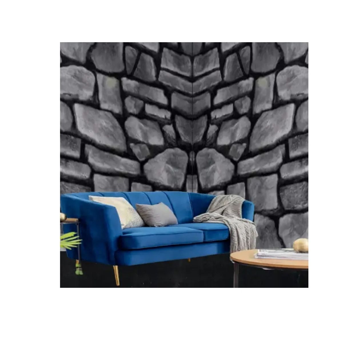 GENERICO - Papel Mural Autoadhesivo Rollo 10mt X 60cm Piedras Grises.