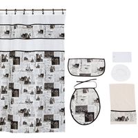 Cortina y Set de baño 7 piezas 180 x 180 cms diario crudo