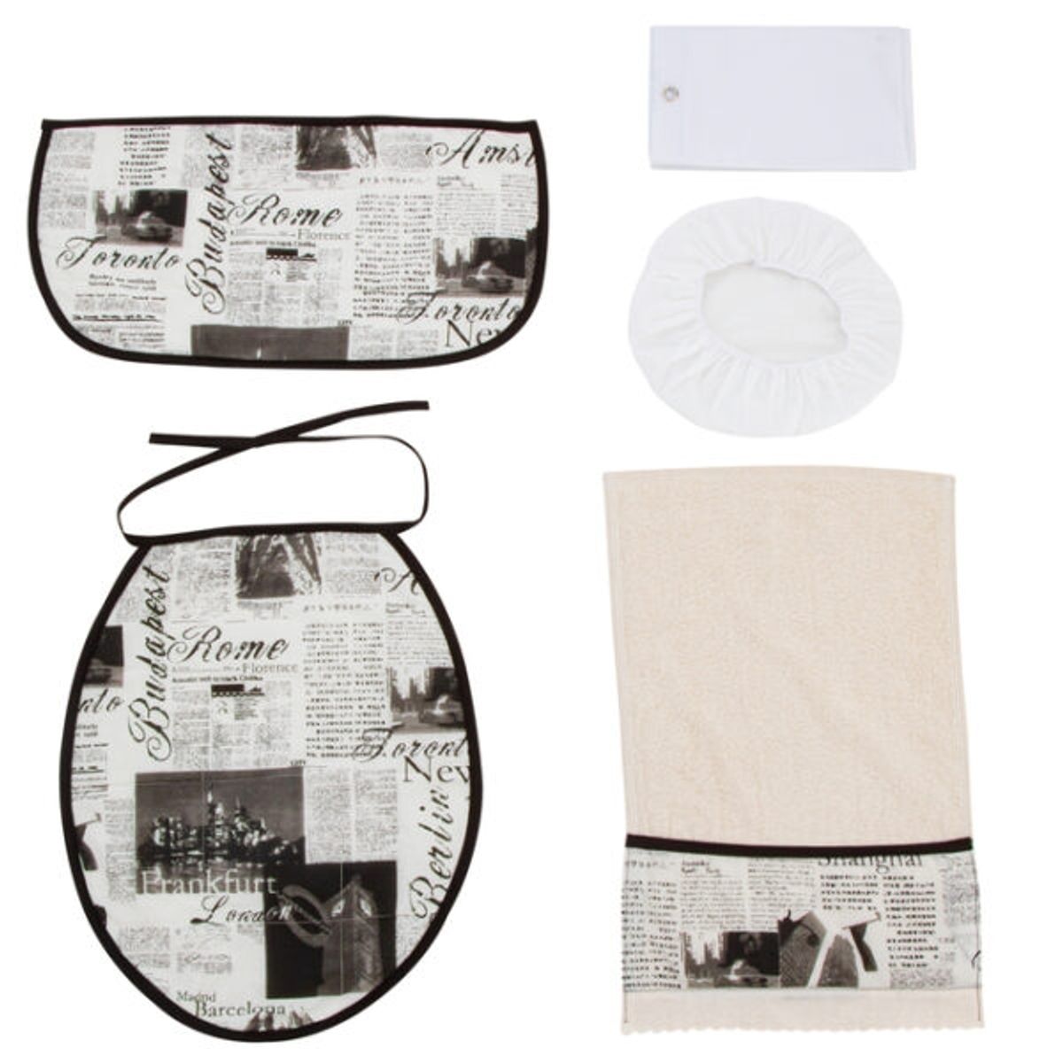 GENTILE - Cortina y Set de baño 7 piezas 180 x 180 cms diario crudo