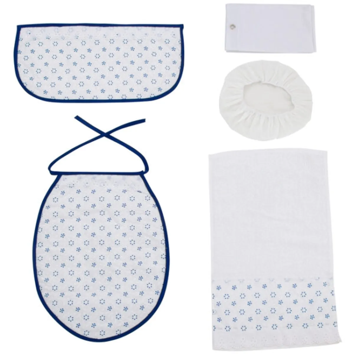 GENTILE - Cortina y Set de baño 7 piezas 180 x 180 cms azulino broderie.