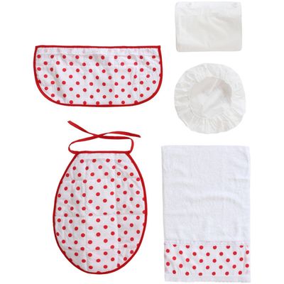 Imagen 2 del producto Cortina y Set de baño 7 piezas 180 x 180 cms circulos rojos