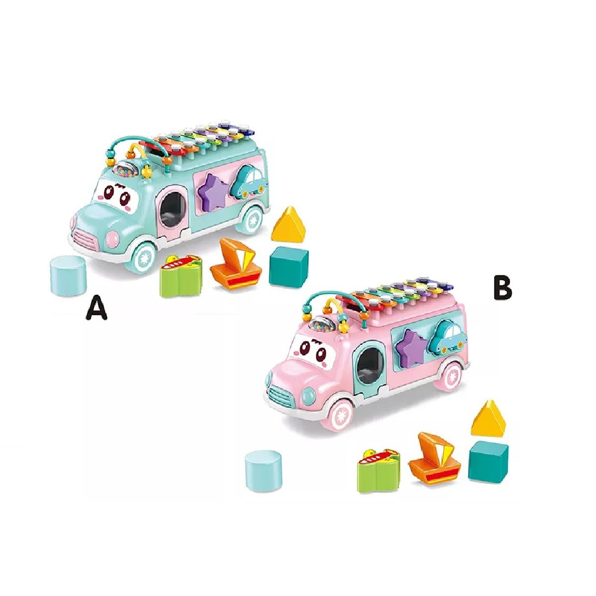 GENERICO - Juguete Didactico Autobus Multifuncional Y Musical Rosa