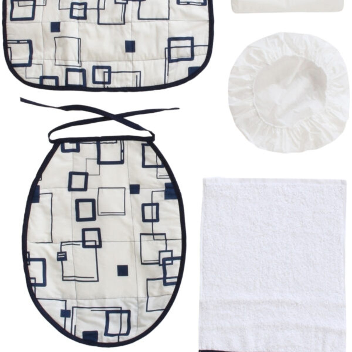 GENTILE - Cortina de baño 7 piezas 180 x 180 cms azul cuadrados azules