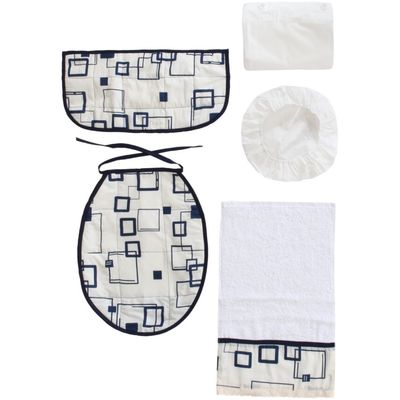 Imagen 2 del producto Cortina de baño 7 piezas 180 x 180 cms azul cuadrados azules