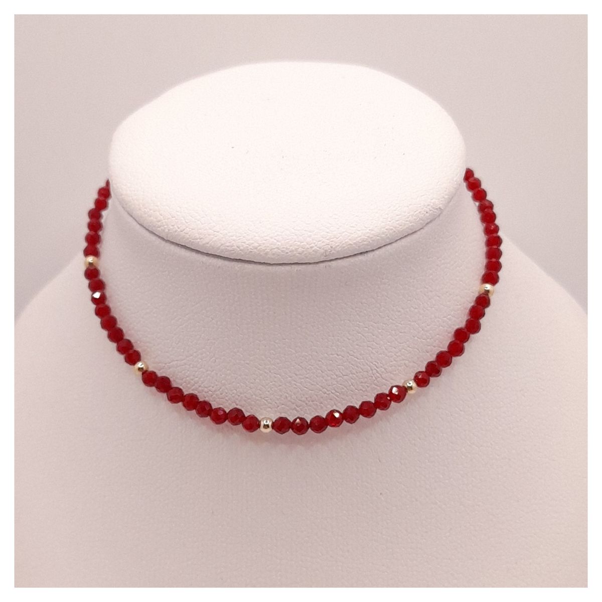 CAT JOYAS - Pulsera espinela roja con gold filled 14k