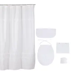 GENTILE - Cortina y Set de baño 5 piezas 180 x 180 cms blanco bolillo