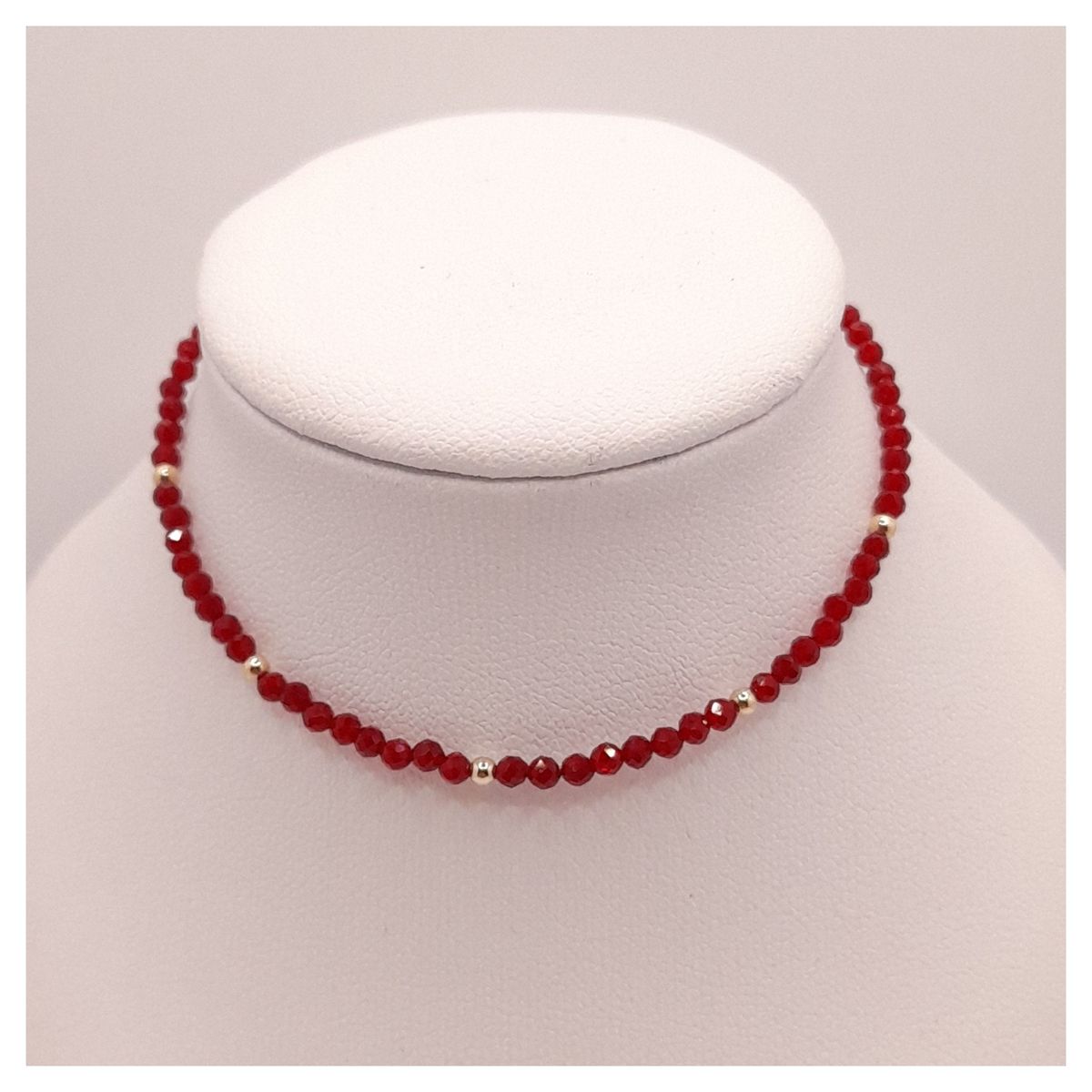 CAT JOYAS - Pulsera espinela roja con gold filled 14k