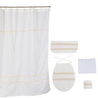 Cortina y Set de baño 5 piezas 180 x 180 cms crudo bolillo