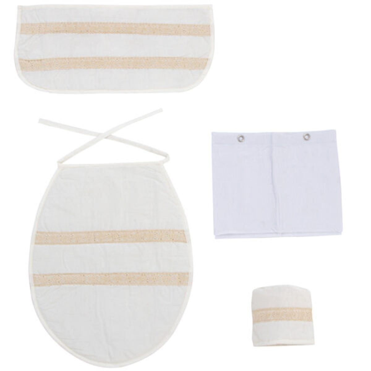 GENTILE - Cortina y Set de baño 5 piezas 180 x 180 cms crudo bolillo