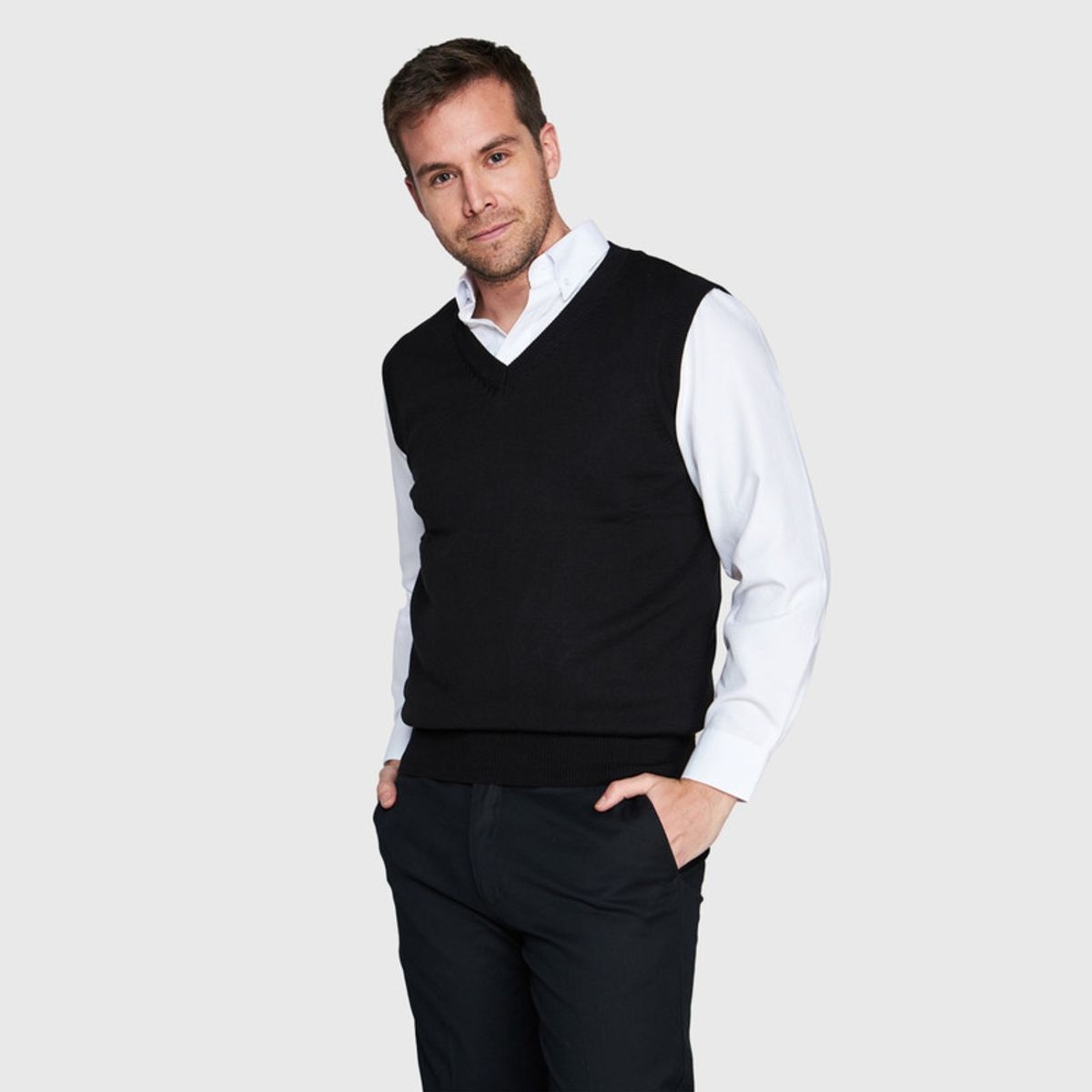 JAYSON - Sweater Cuello V Sin Manga Hombre