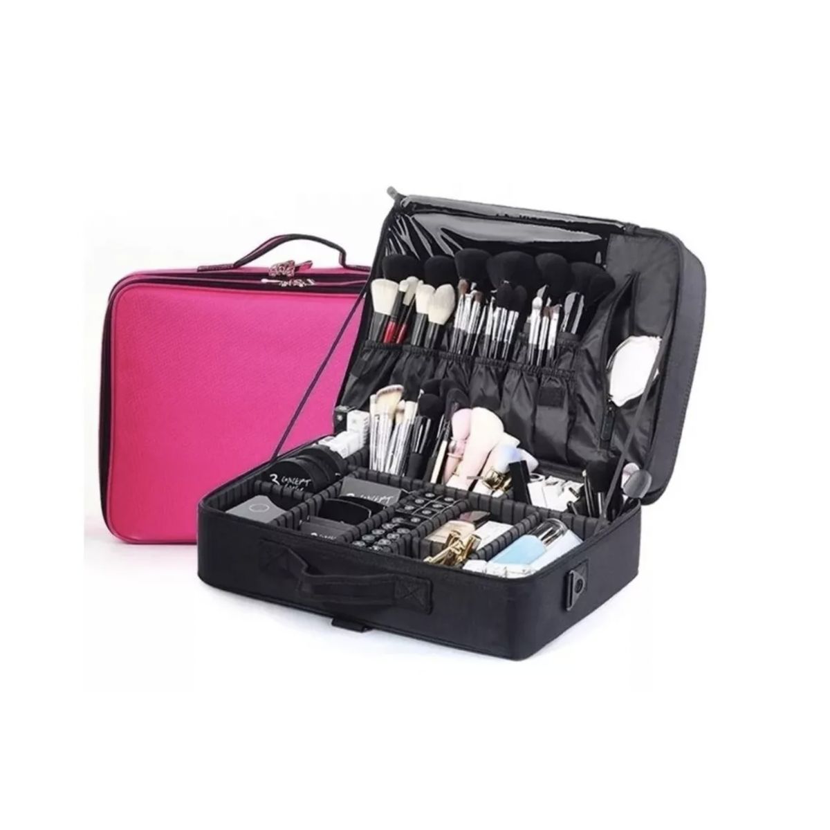 GENERICO - Maleta De Maquillaje De Mano Portatil Cosmetologia Grande Fucsia