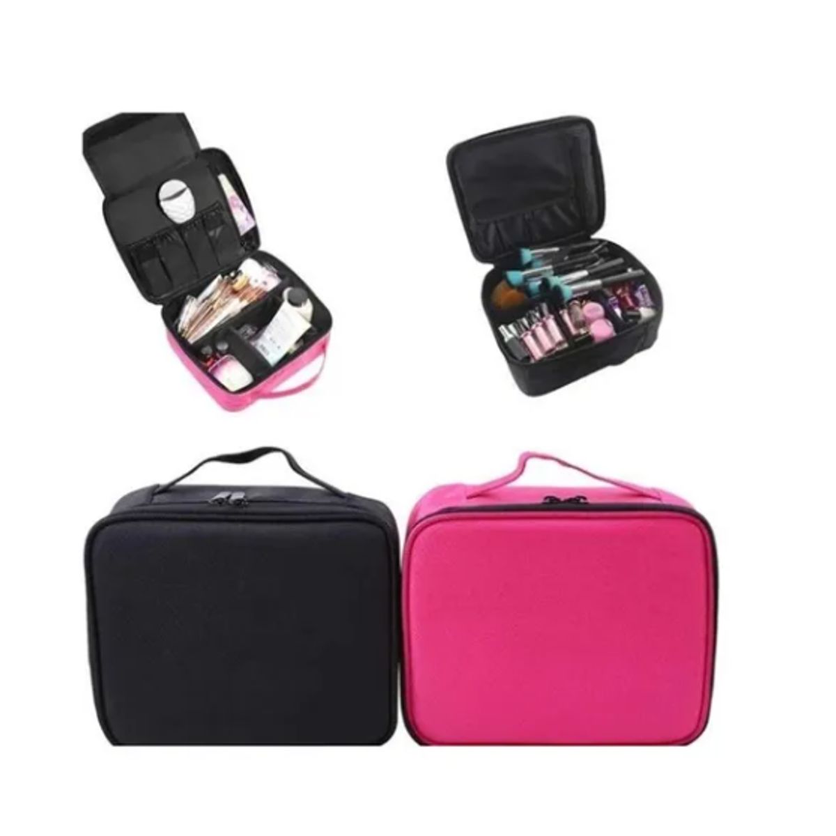 GENERICO - Maleta De Maquillaje De Mano Portatil Cosmetologia Grande Fucsia